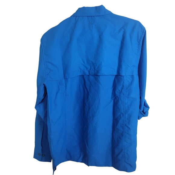 UV Skins SPF 50+ Sunwear Button-Up Shirt M Blue Lightweight & Roll-Up Sleeves - Picture 7 of 12